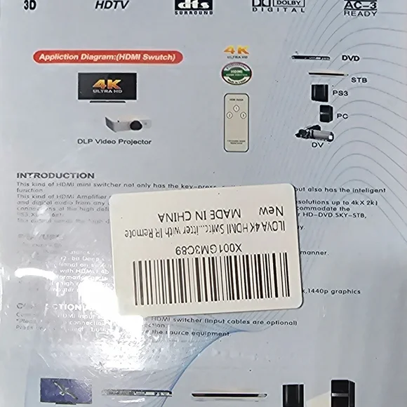 ILOVA 4K HDMI Switch 5 Port Video Switcher Supports 3D Full 1080P Ultra HD HDMI - Picture 4 of 9